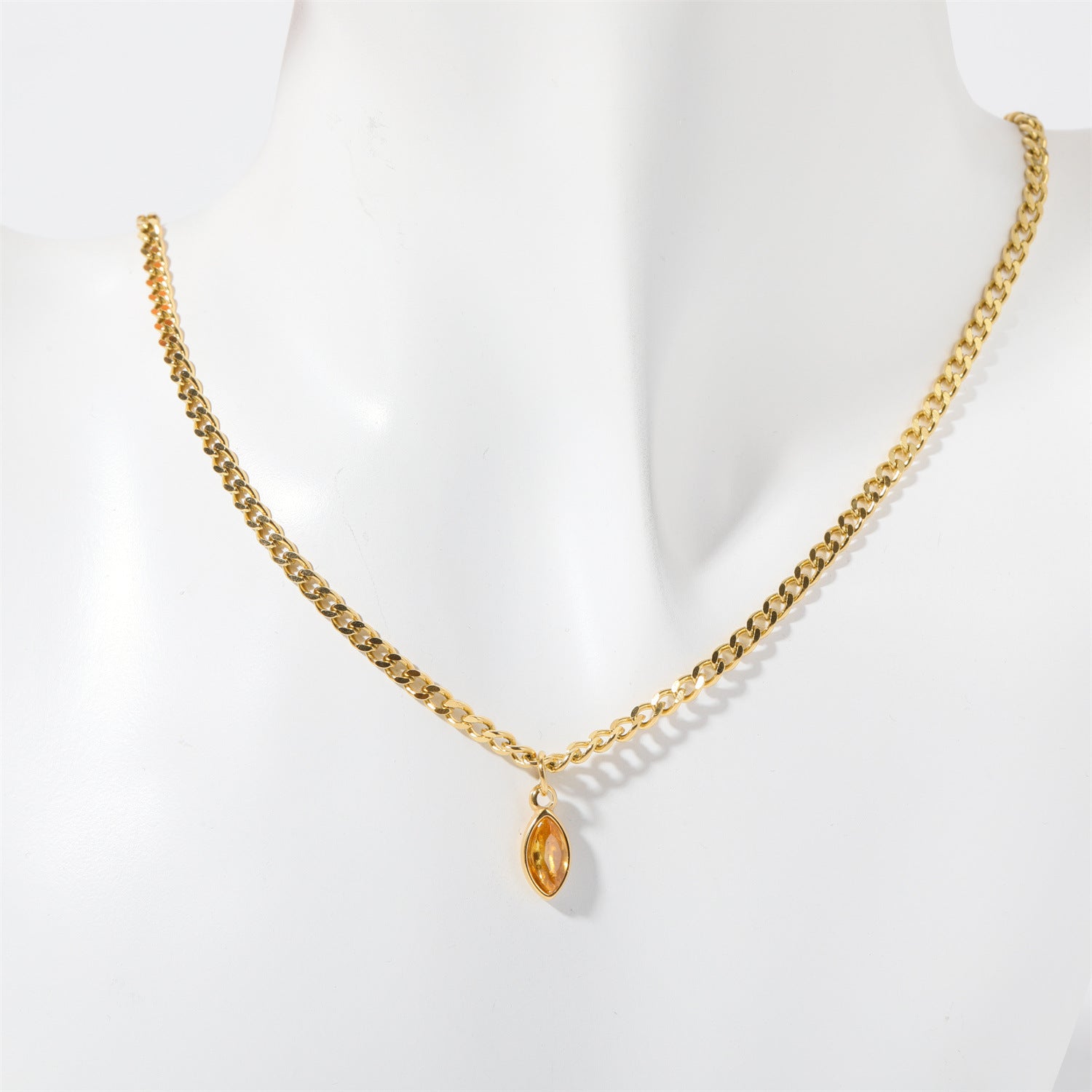 Wholesale  Titanium Steel Horse Eye Zircon Necklace