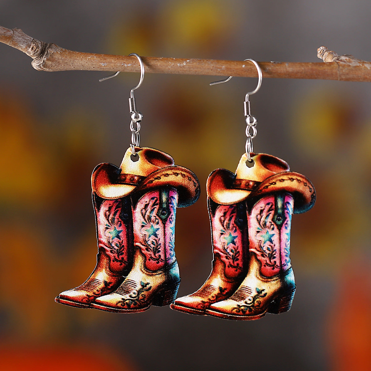 Wholesale Western style cowboy star boots hat pendant earrings
