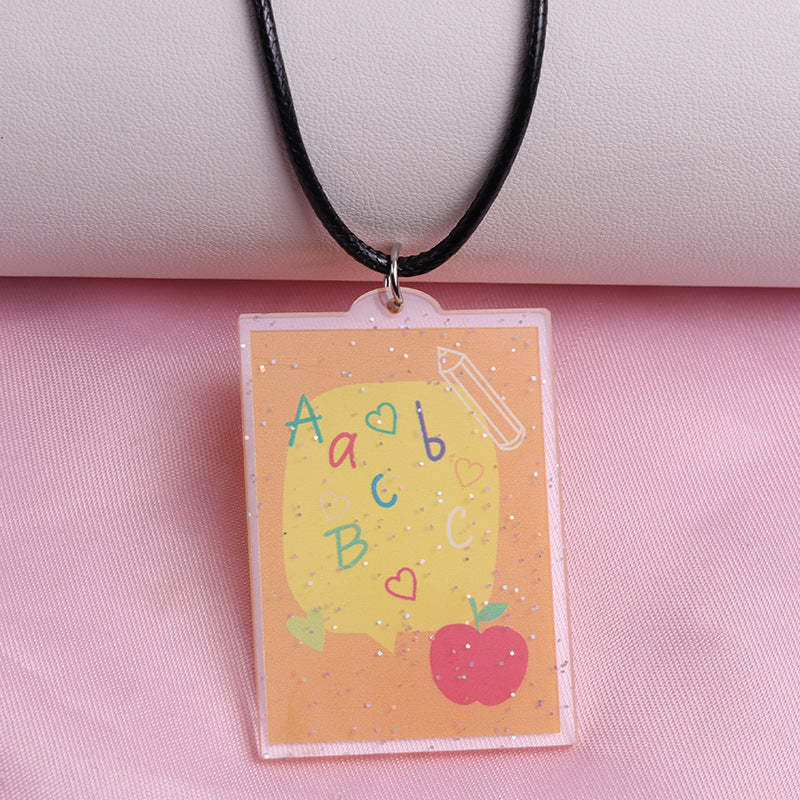 Wholesale Teacher's Day Cartoon Rainbow Acrylic Necklace ACC-NE-DA001
