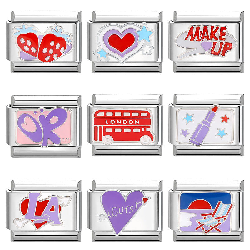 Wholesale Italian Charm Bracelet 9mm DIY Splicing Creative Pattern Stainless Steel Composable Bracelet