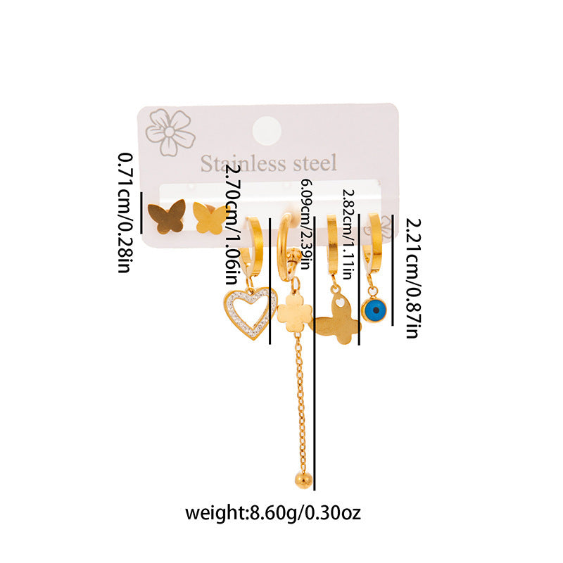 Wholesale Stylish Titanium Steel Love Earrings Set Fashion Jewelry for Party Wear