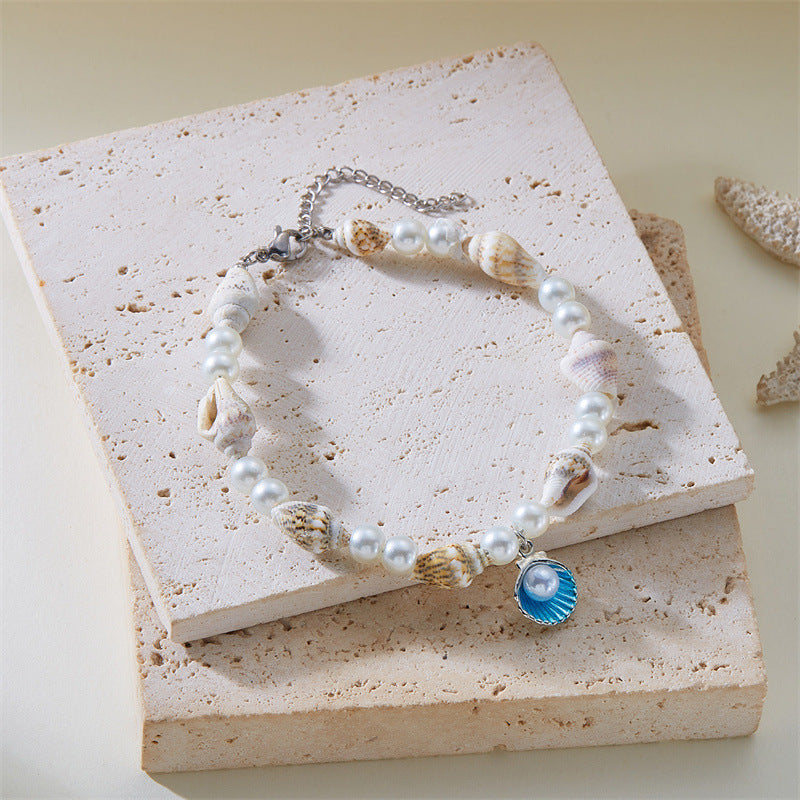 Wholesale beach ocean shell jewelry  beaded pendant bracelet