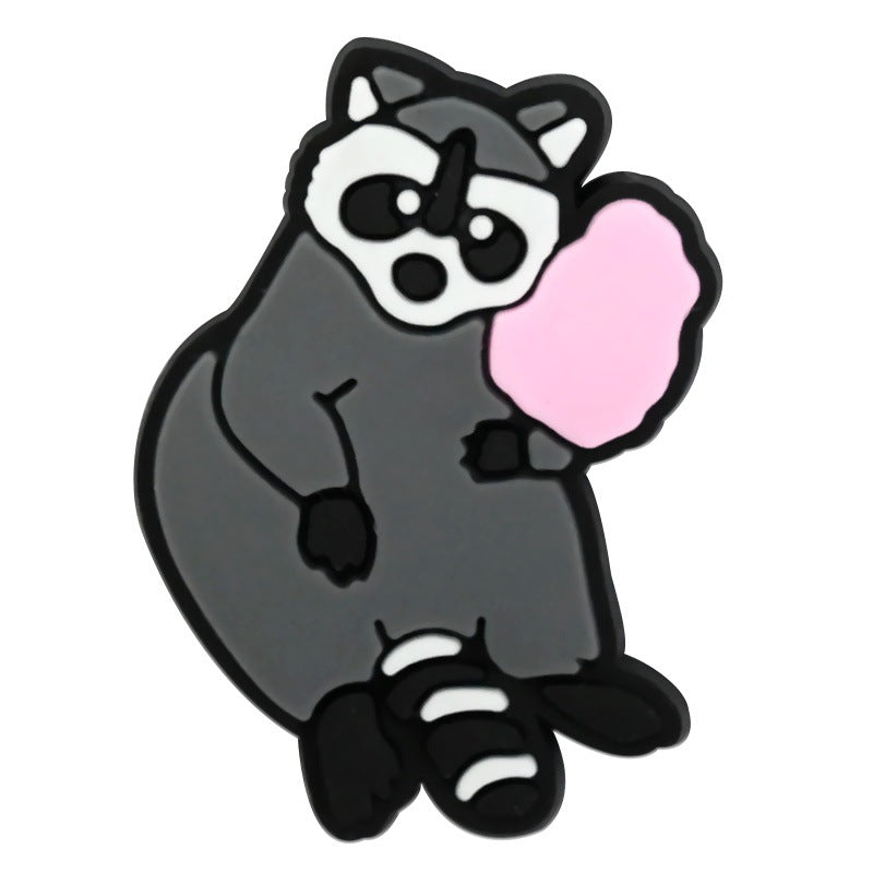 Wholesale Random 100pcs cute raccoon animal-themed  PVC Soft Rubber Shoe Buckle Decoration