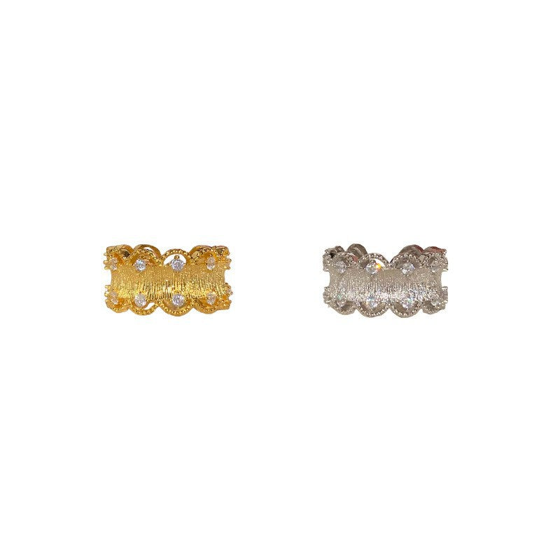 Wholesale National Style Palace Style ~ Lace Lace Zircon Ring for Women,  Accessible Luxury Ring Ring for Women,  Niche Design Index Finger Ring