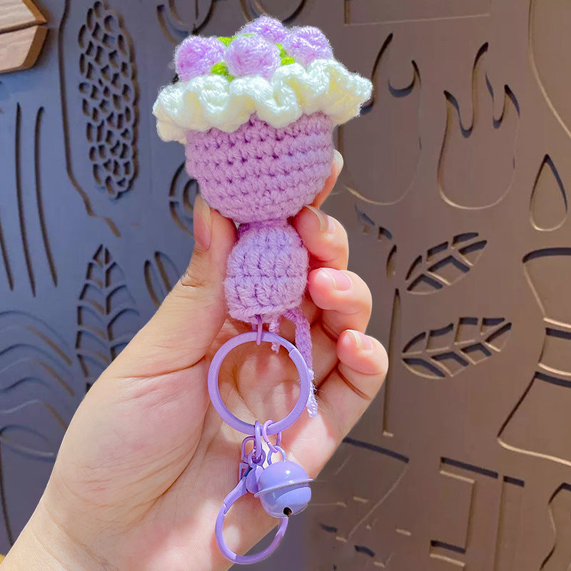 Wholesale Cute Hand-woven Woolen Flower Bouquet Keychain ACC-KC-ZhongChi003