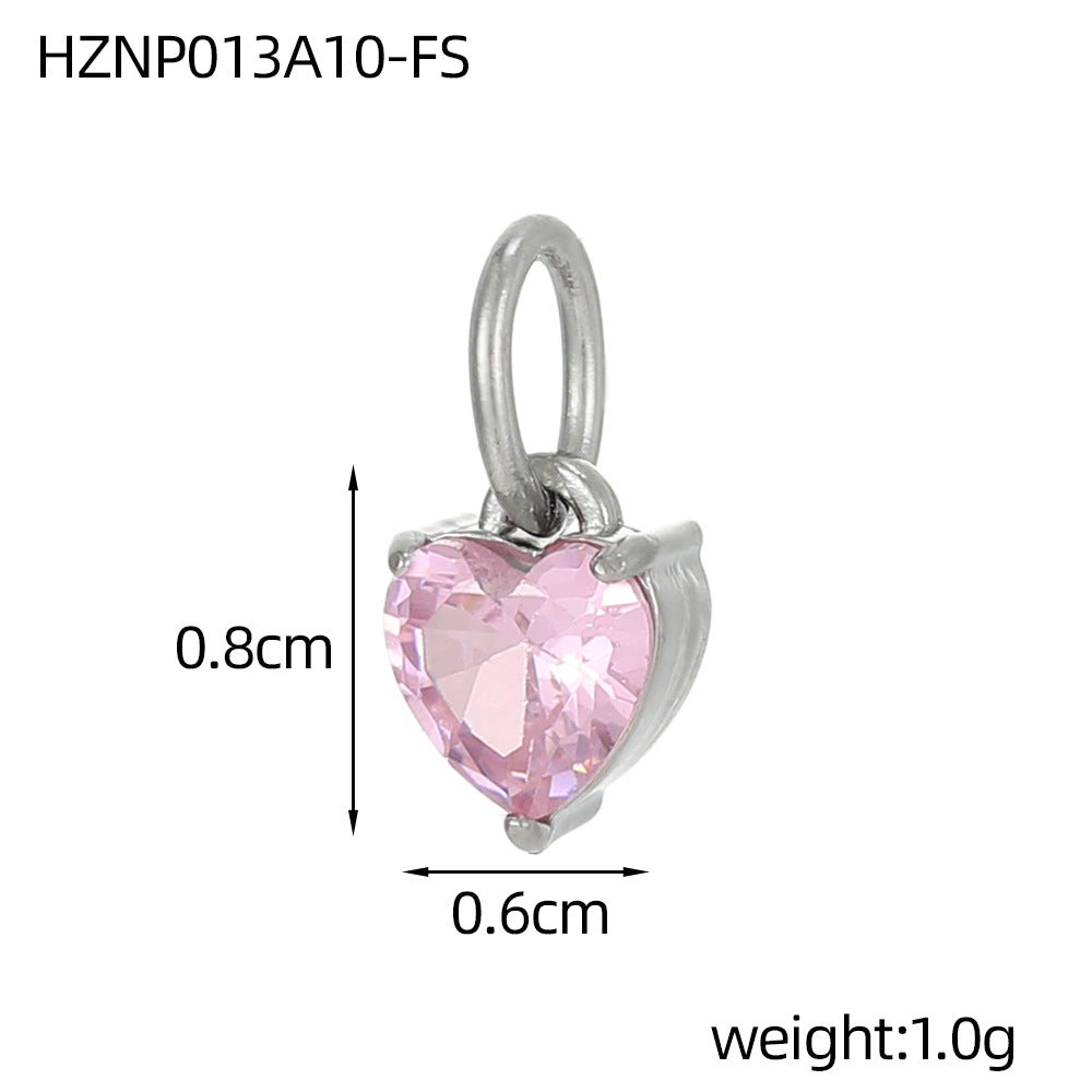 Wholesale stainless steel heart-shaped zircon pendant