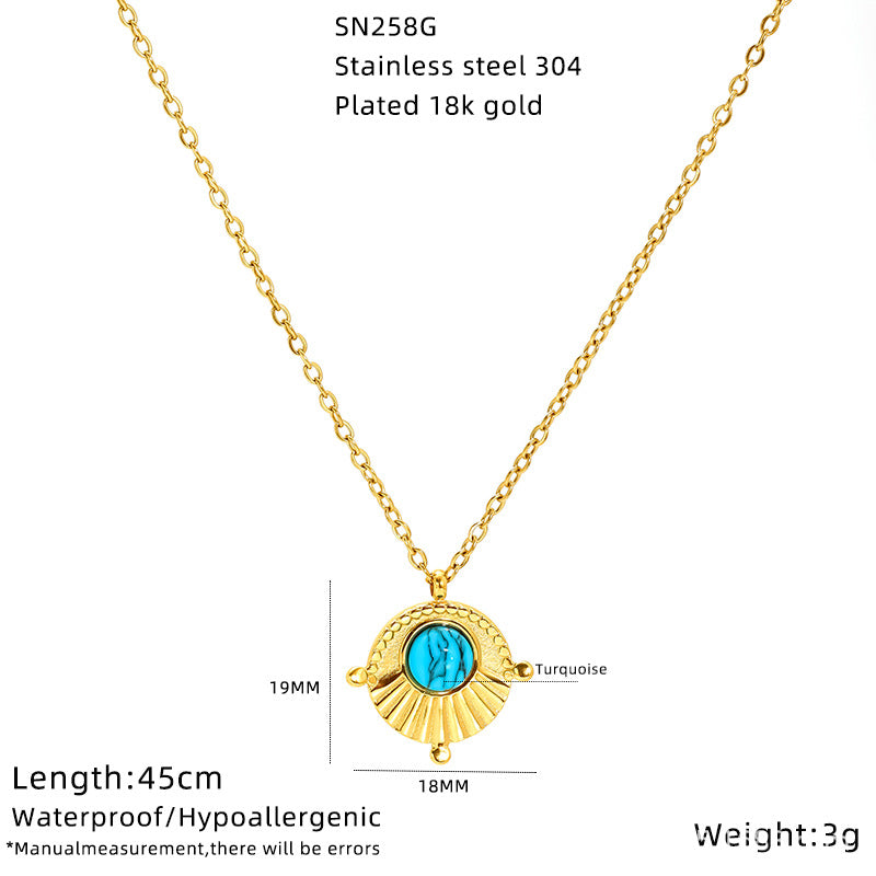 Wholesale Titanium Steel Sunflower Devil' s Eye Necklace Pendant for Everyday Wear Boutique Jewelry Accessory