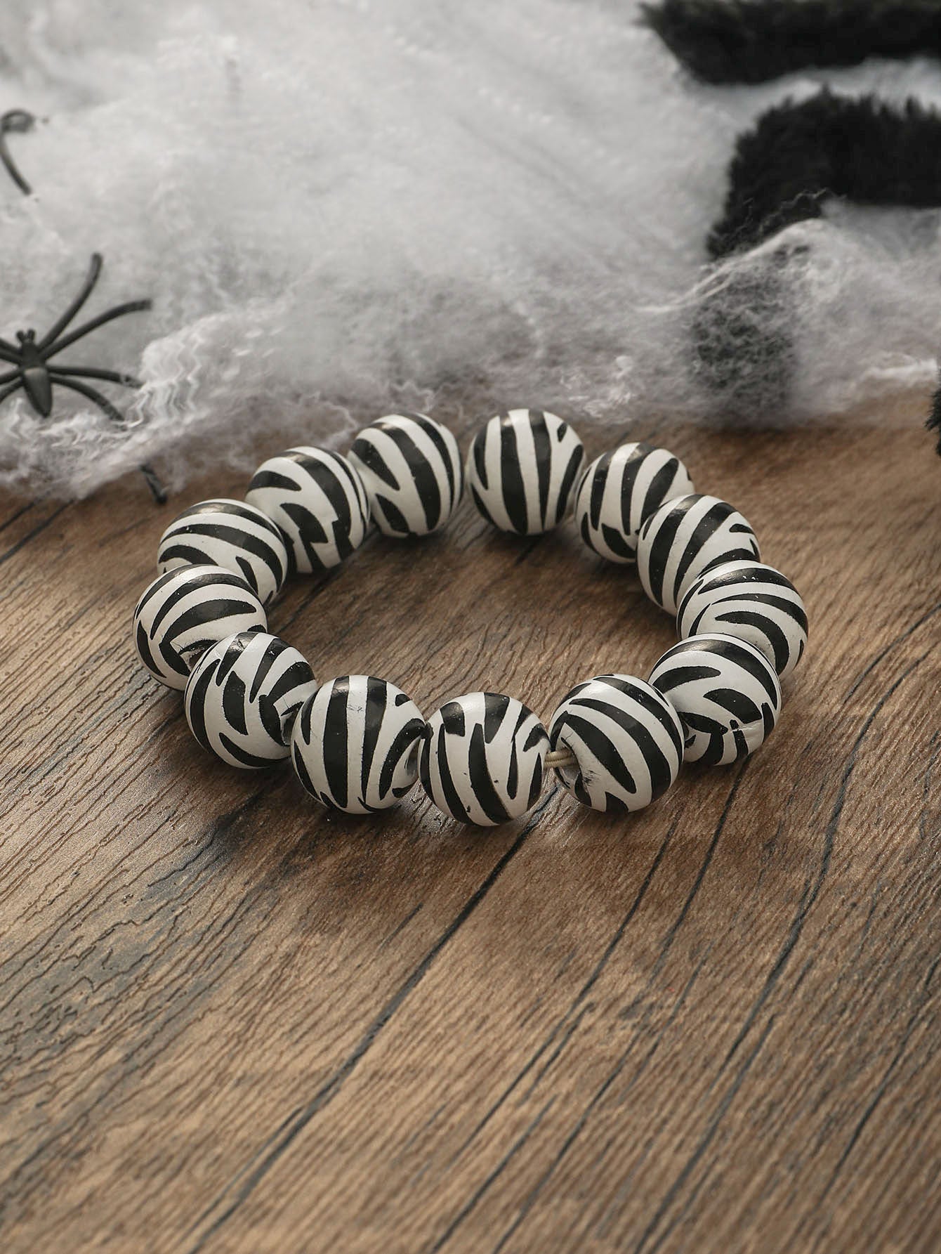 Wholesale Simple Five-pointed Star Polka Dot Printed Wood Beads Bracelet ACC-BT-JunJie014