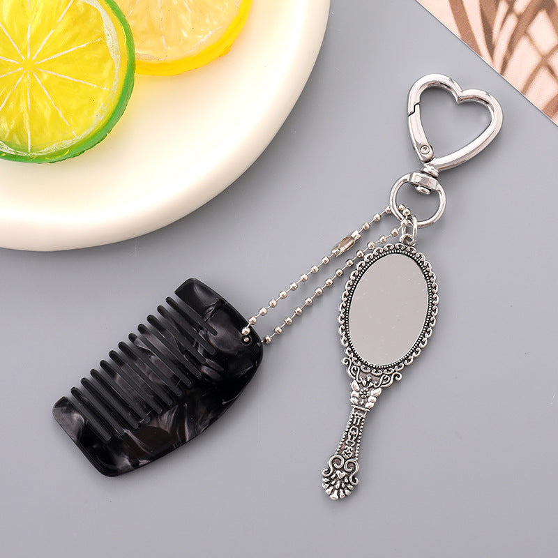 Wholesale Comb Pendant Mini Handle Makeup Mirror Keychain