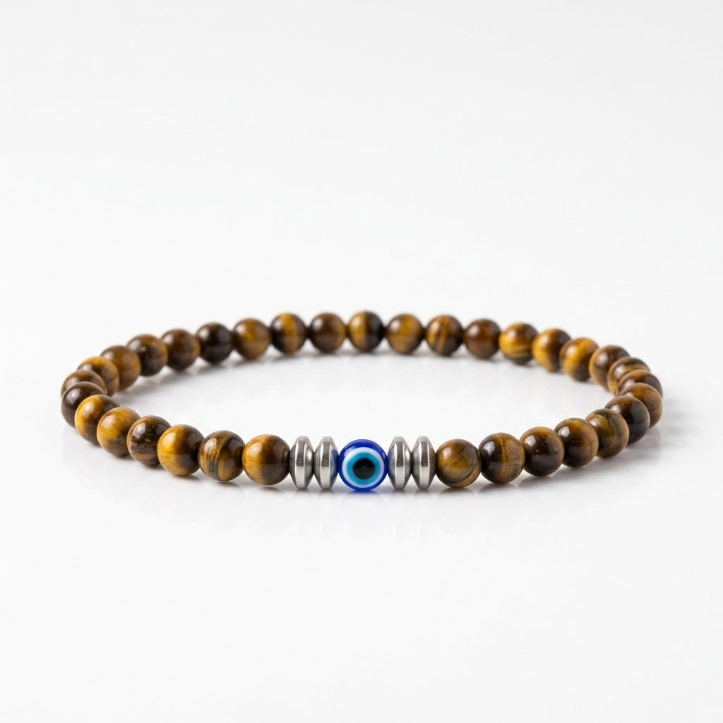 Wholesale Evil Eye Natural Stone Tiger Eye Turquoise Beaded Bracelet Fashion Accessory for Everyday Wear
