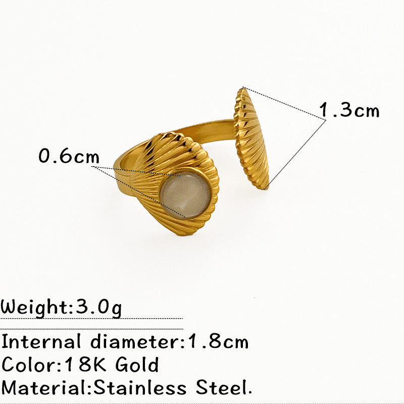 Wholesale Fashionable Titanium Steel Ring Inlaid with Natural Stone