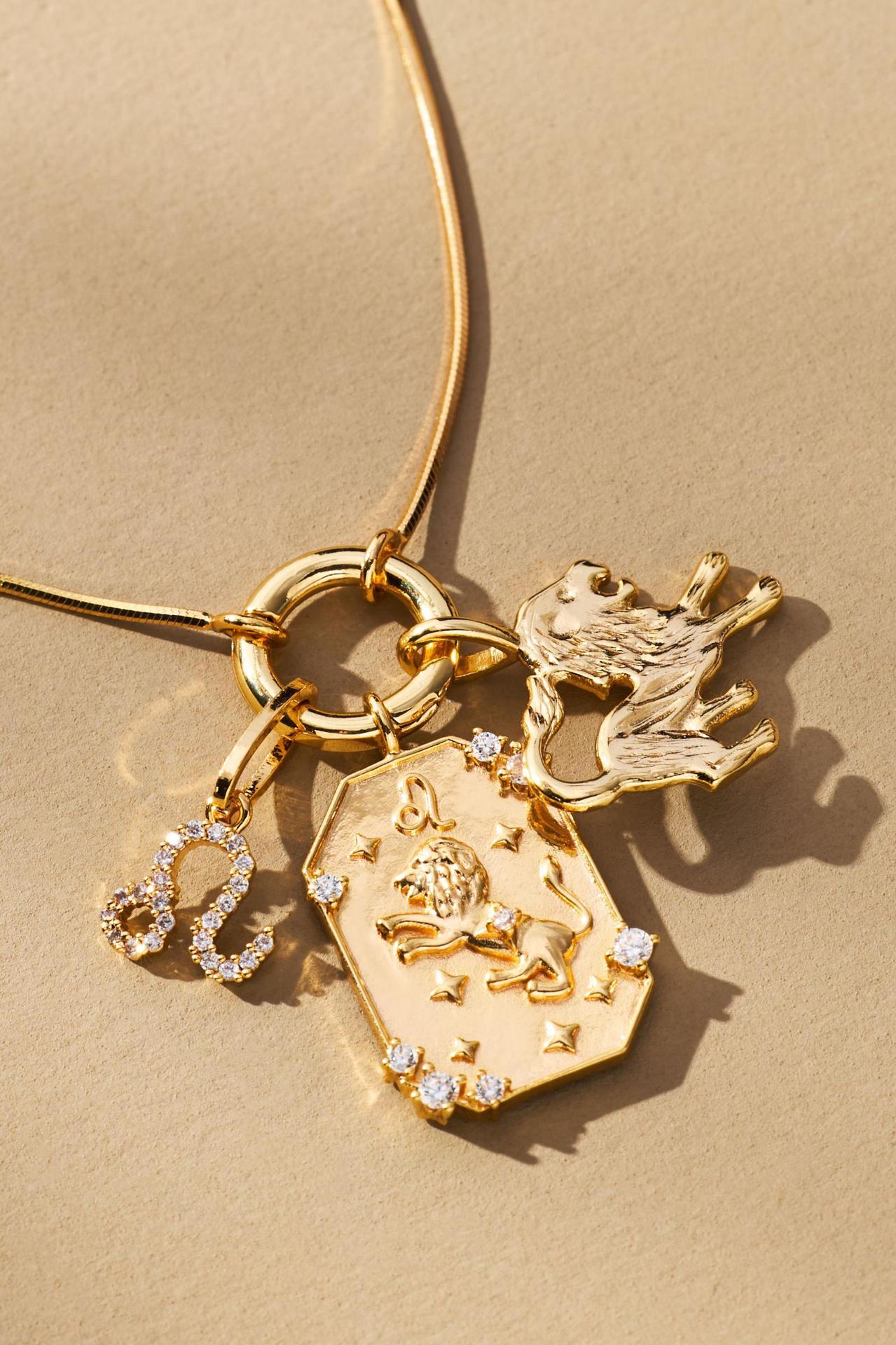 Wholesale 12 Zodiac Pendant Stainless Steel Zircon Necklace