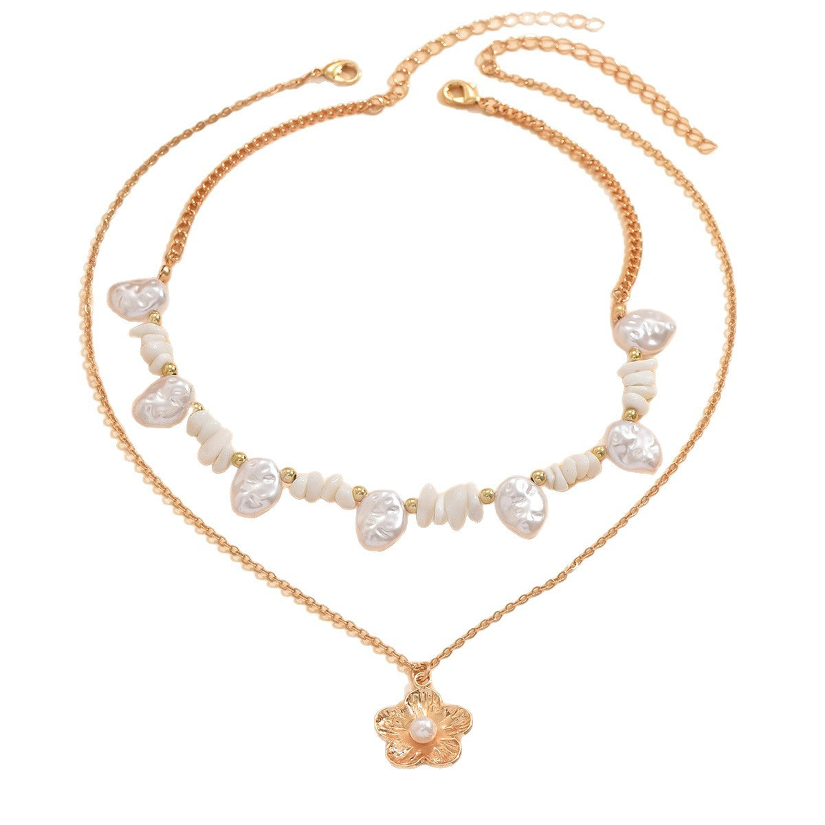 Wholesale Baroque-style irregular  and stone clavicle chain necklace