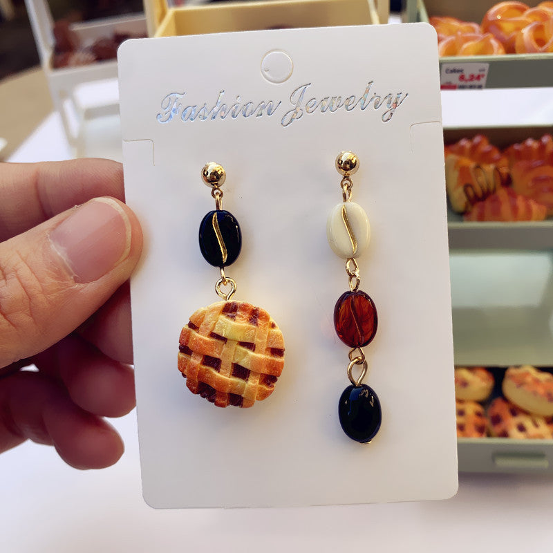 Wholesale coffee bread simulation handmade lye water food play cute earrings