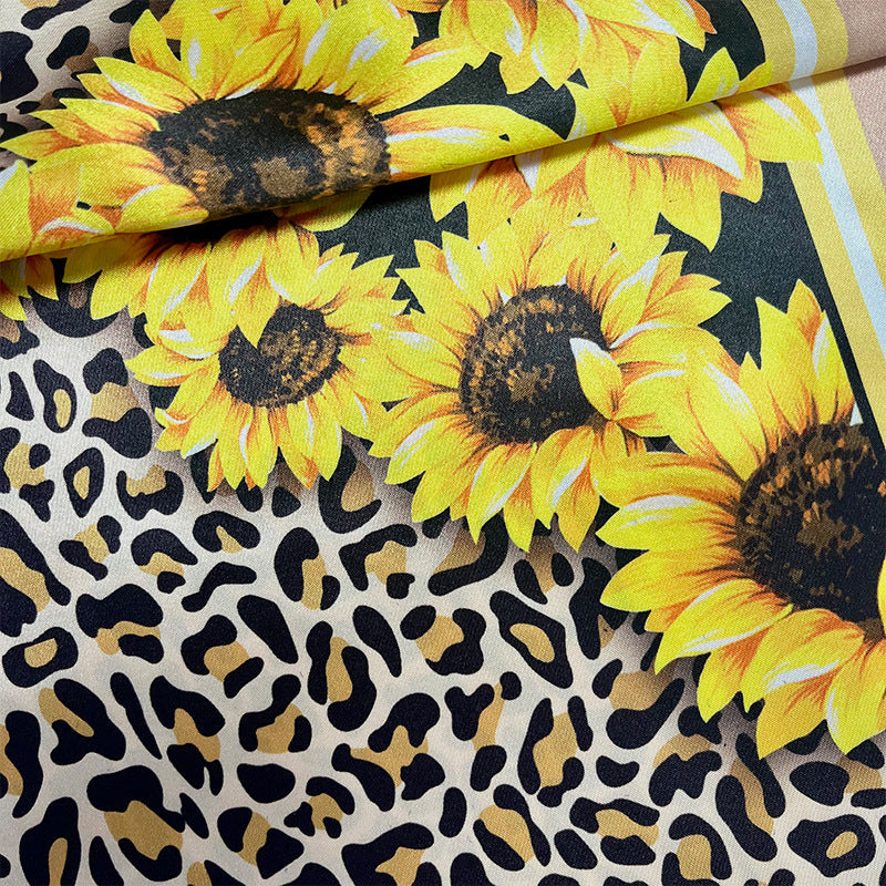 Wholesale Sunflower Leopard Print Polyester Square Scarf Silk Scarf ACC-SS-HY008