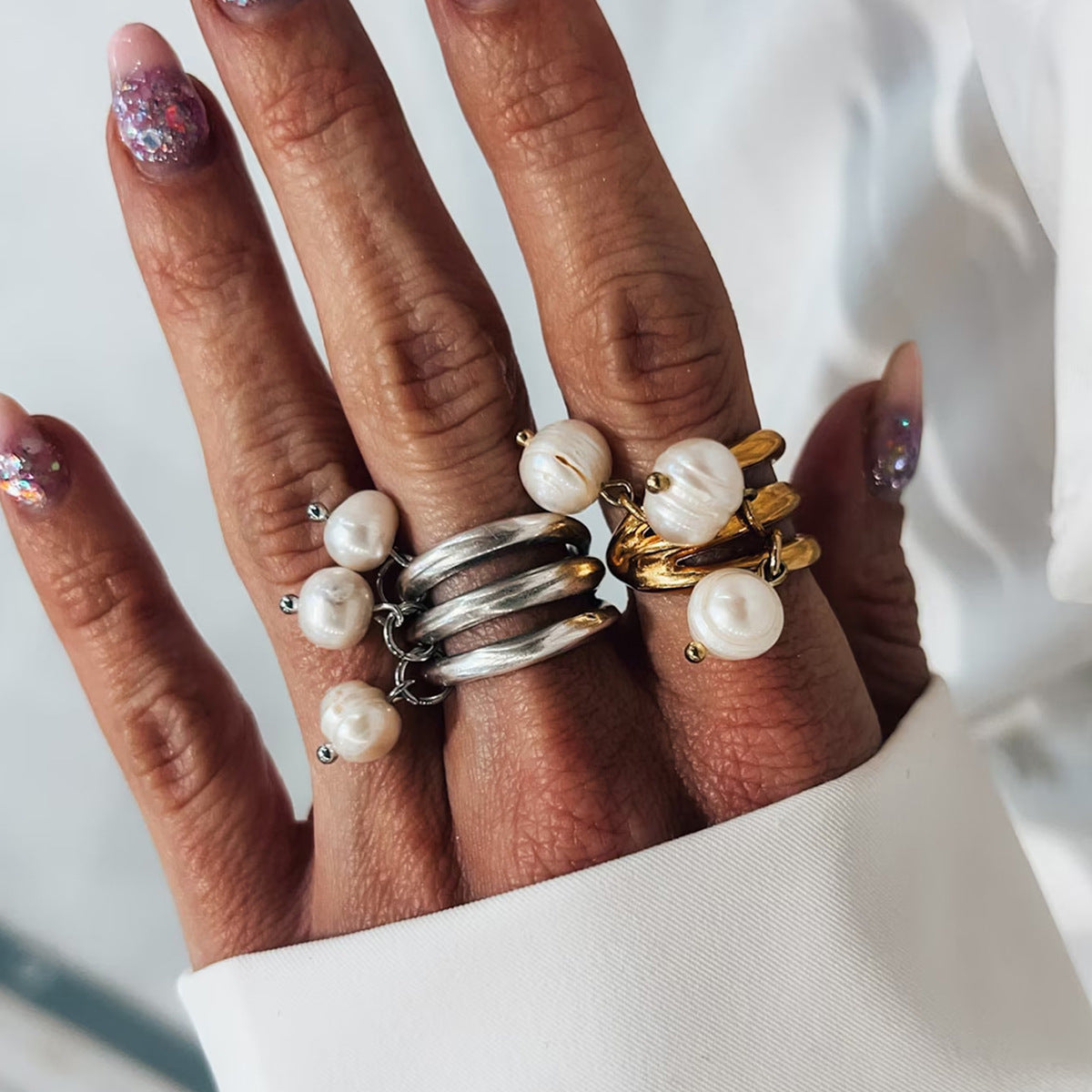 Wholesale Retro Geometric Irregular Ring Set Alloy Plated Women S Everyday Fashion Jewelry Accessory