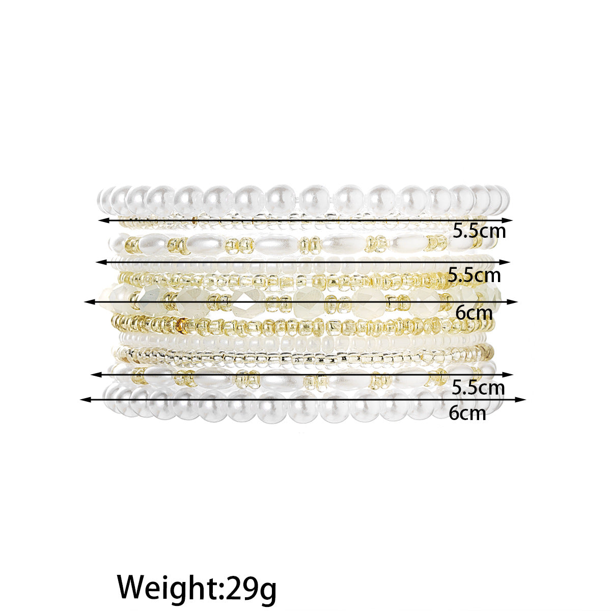 Wholesale Crystal Pearl Rice Beads Beaded Stacking Elastic Bracelet Set