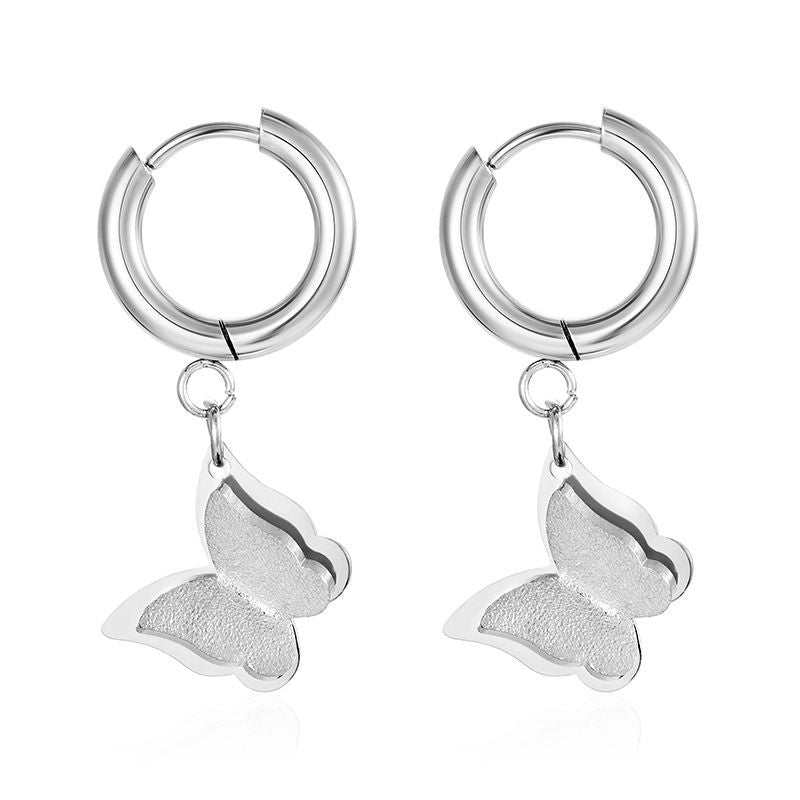 Wholesale Titanium Steel butterfly earrings