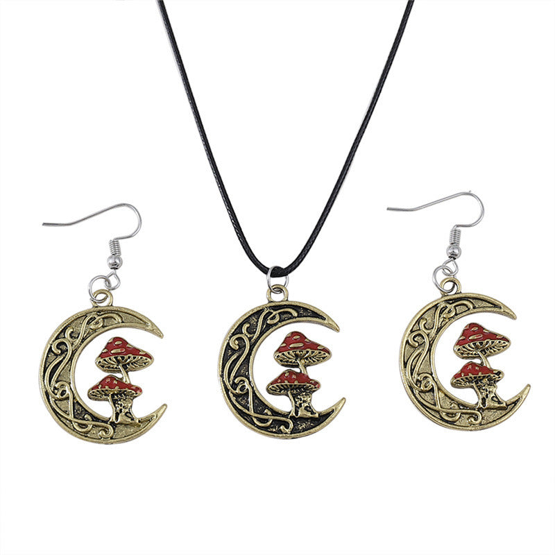 Wholesale Trendy Star Moon Jewelry Set Zinc Alloy Ancient Silver Earrings Necklace Bracelet Party Wear