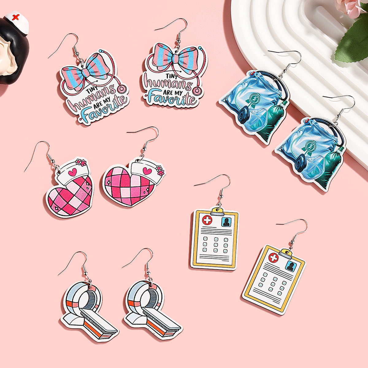 Wholesale  Nurses Festival Wooden Earrings