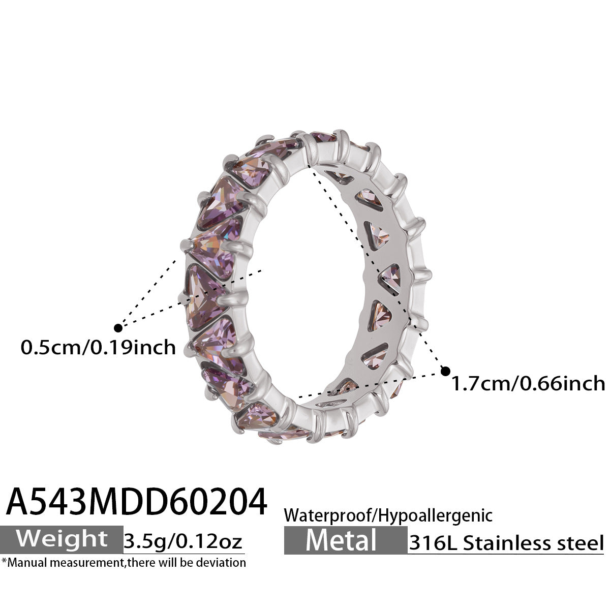 Wholesale Chic Stainless Steel Claw Set Triangle Zirconia Ring Everyday Wear Fashion Jewelry Accessory
