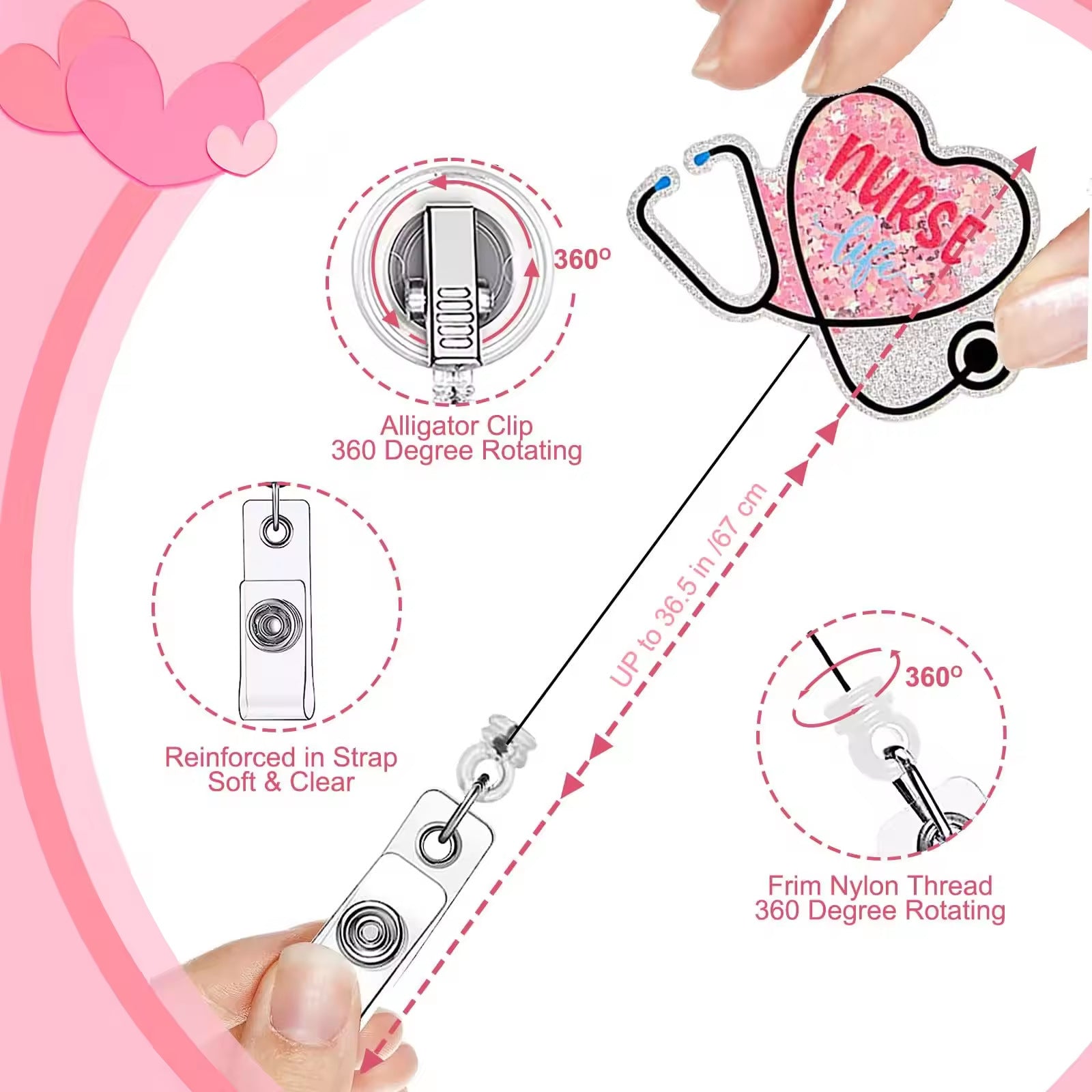 Wholesale Nurse Pen Set Retractable Badge Scroll Keychain Badge Reels ACC-KC-ChiHai001