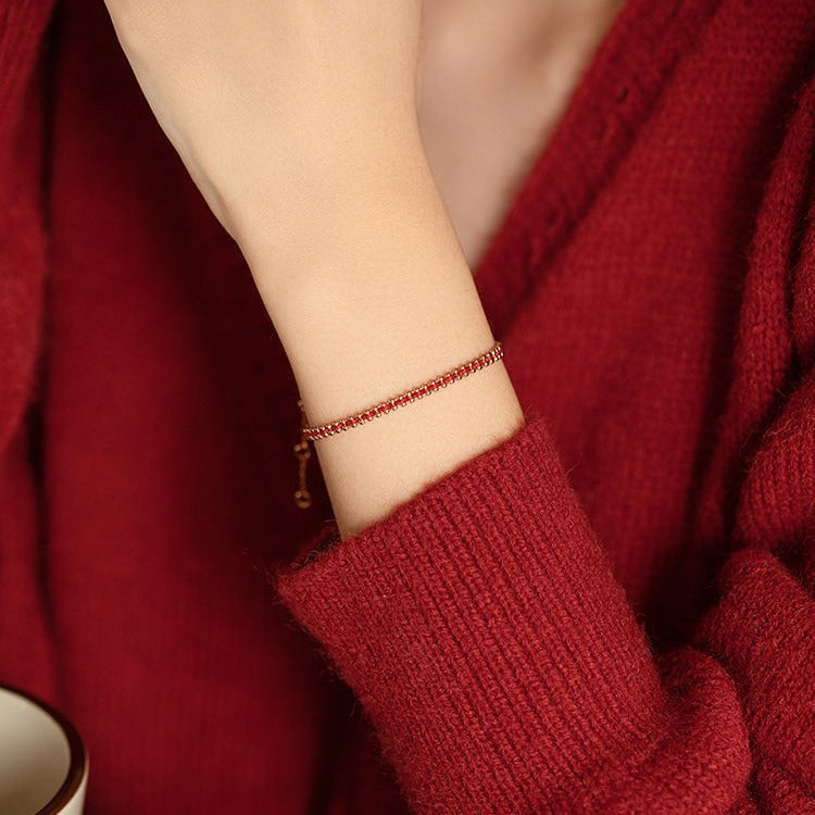 Wholesale Platinum Bohemian Red Rope Bracelet