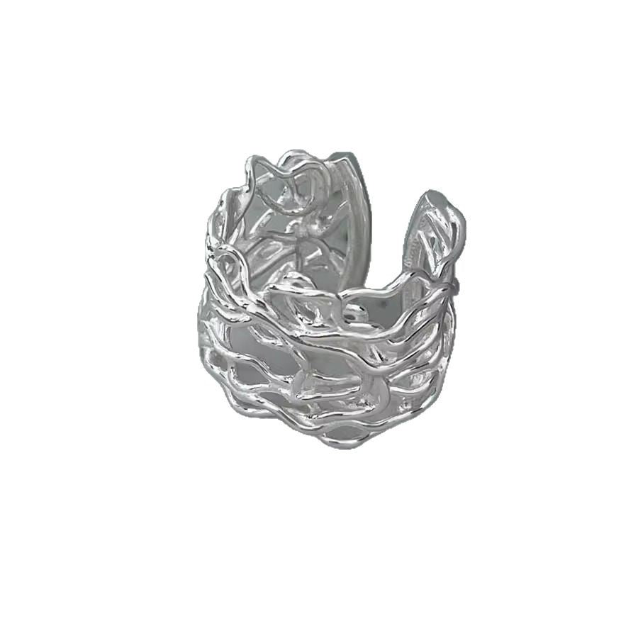 Wholesale 925 Sterling Silver Irregular Woven Mesh Ring