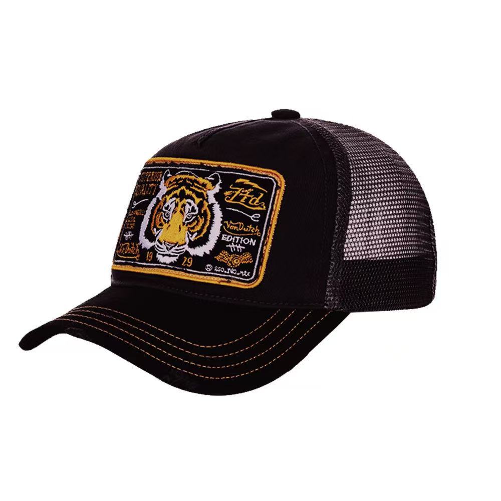 Wholesale Cheetah Print Embroidered Mesh Trucker Cap Red Sun Protection Baseball Hat Trendy Gift Resale
