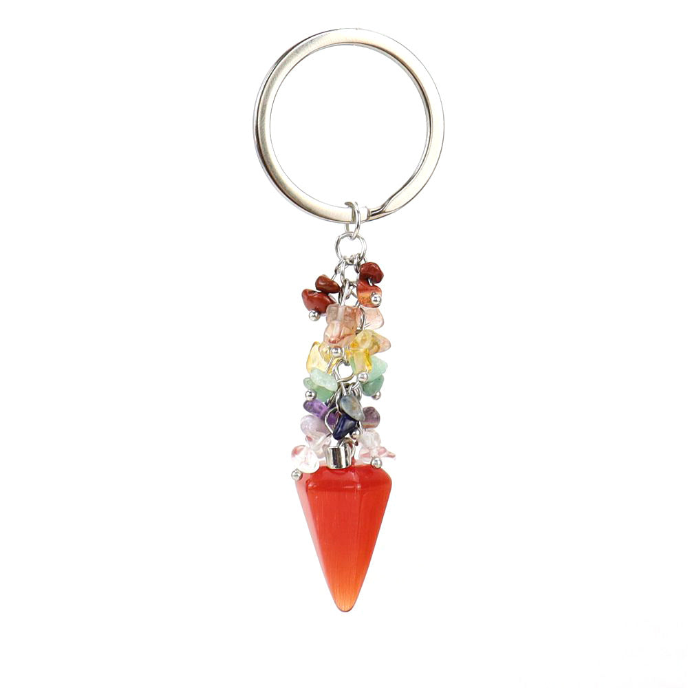 Wholesale Natural Colorful Gravel Hexagonal Prism Keychain ACC-KC-HanX003