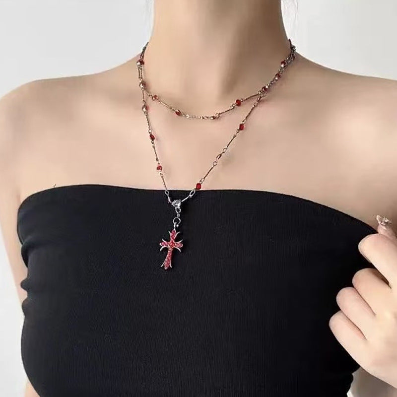 Wholesale   Zircon Cross Beaded Necklace