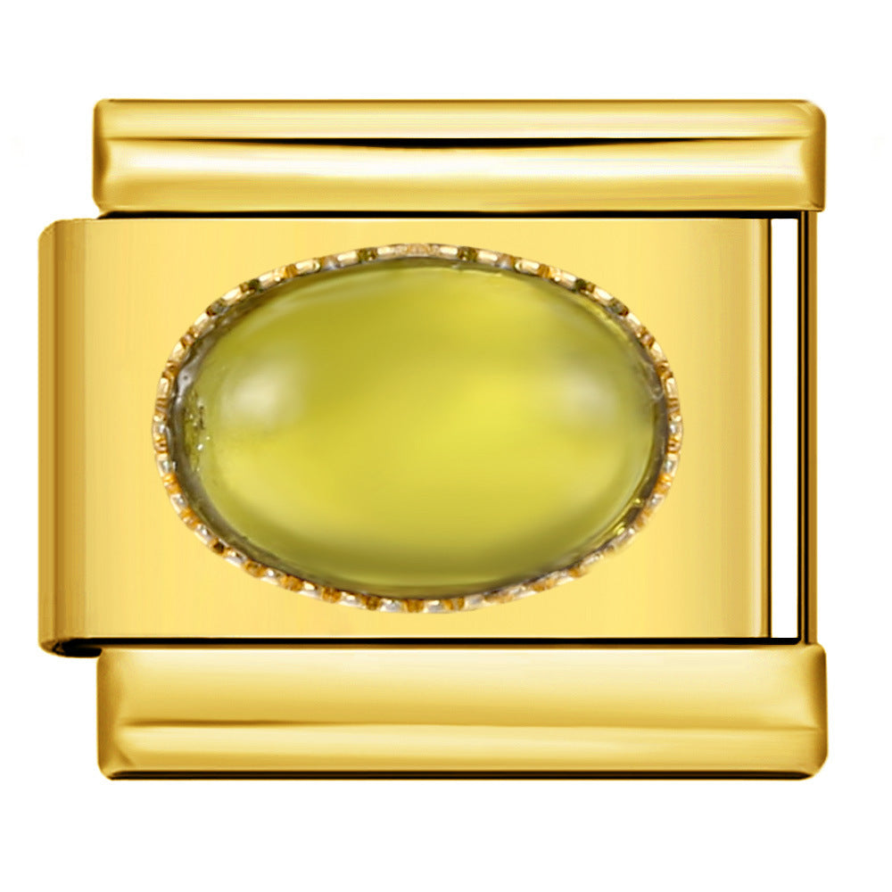 Wholesale Italian Charm Bracelet 9mm DIY Splicing Removable Micro-paved Oval Color Stone Stainless Steel Composable Bracelet