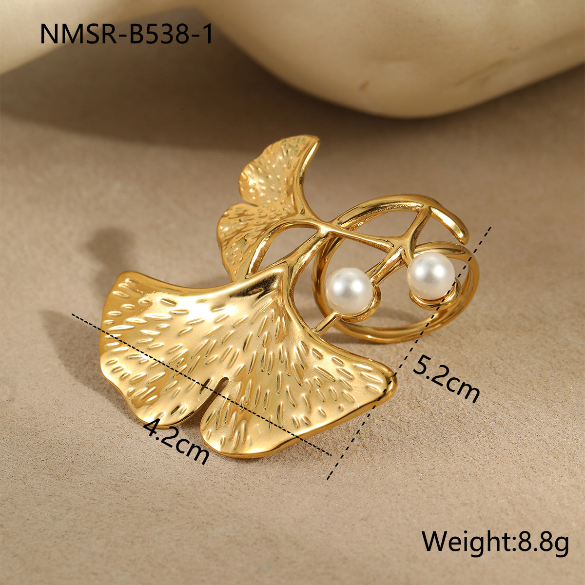 Wholesale  luxury ginkgo leaf exaggerated earrings stainless steel bracelet rings