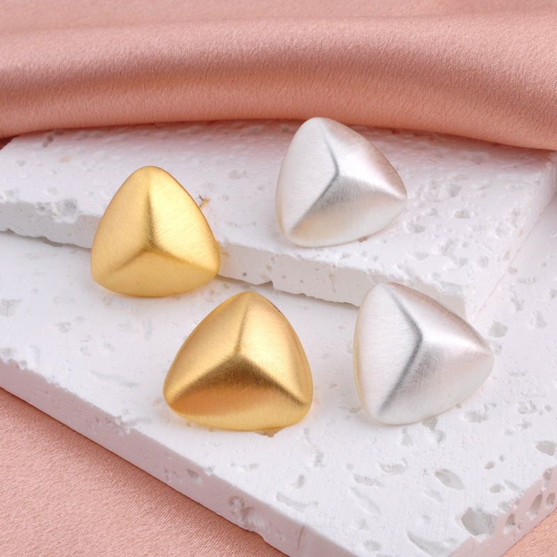 Wholesale  brushed frosted ball triangle earrings