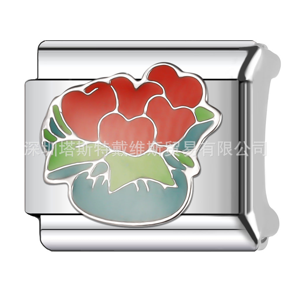 Wholesale  Italian Charm Bracelet 9mm DIY single section Creative Stainless Steel Composable Bracelet