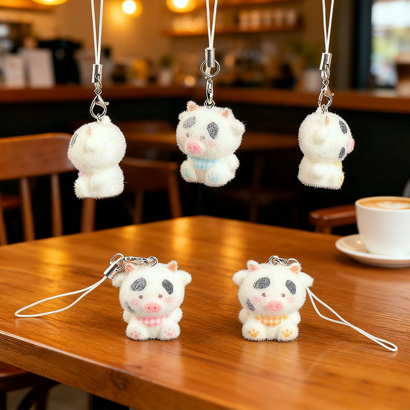 Wholesale Able flocked cow keychain