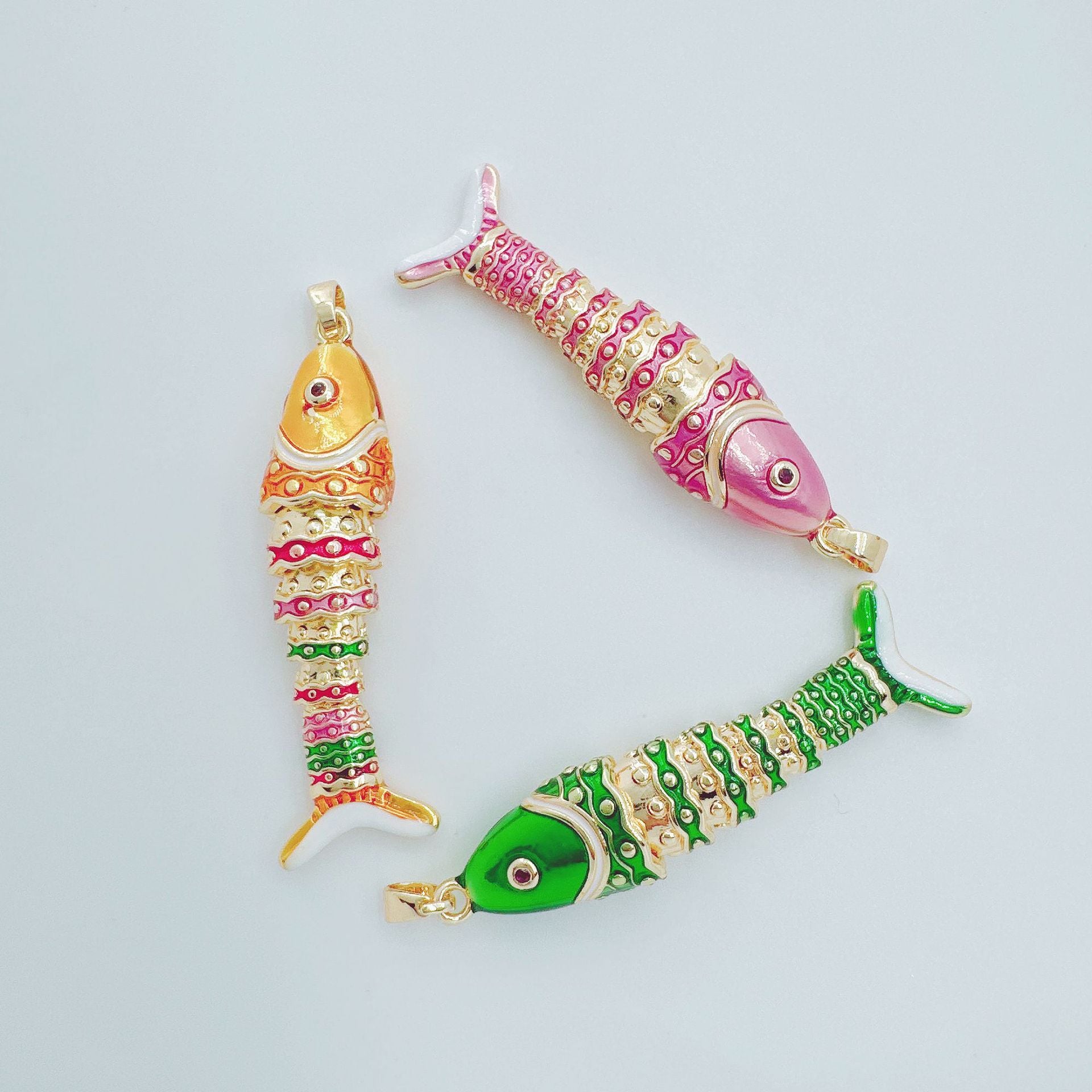 Wholesale Ocean Series 3D Koi Fish Pendant Necklace Copper Electroplated Fashion Accessory Gift