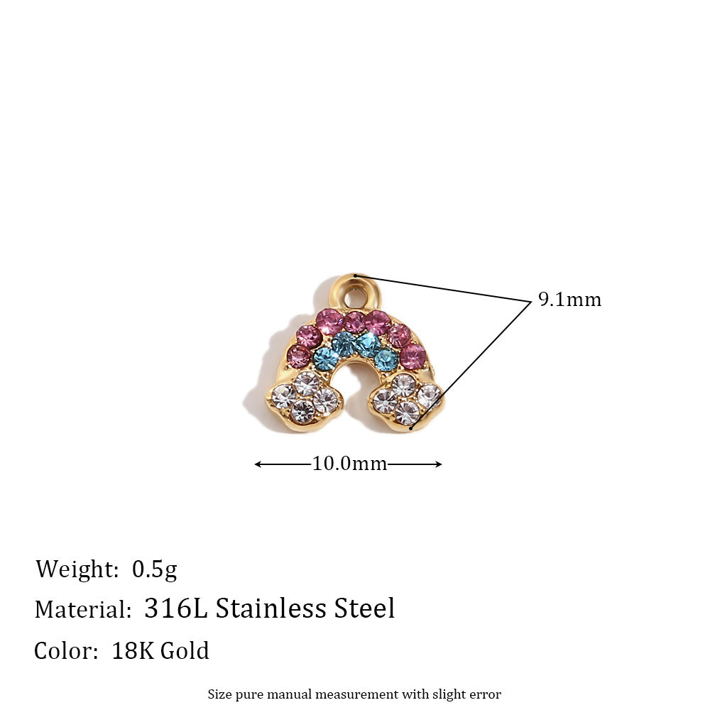 Wholesale Mini Simple Stainless Steel Pendant 18K Gold Plated Pendant Micro-inlaid Color Diamond Heart Shaped Geometric Pendant ACC-PT-MengJ001