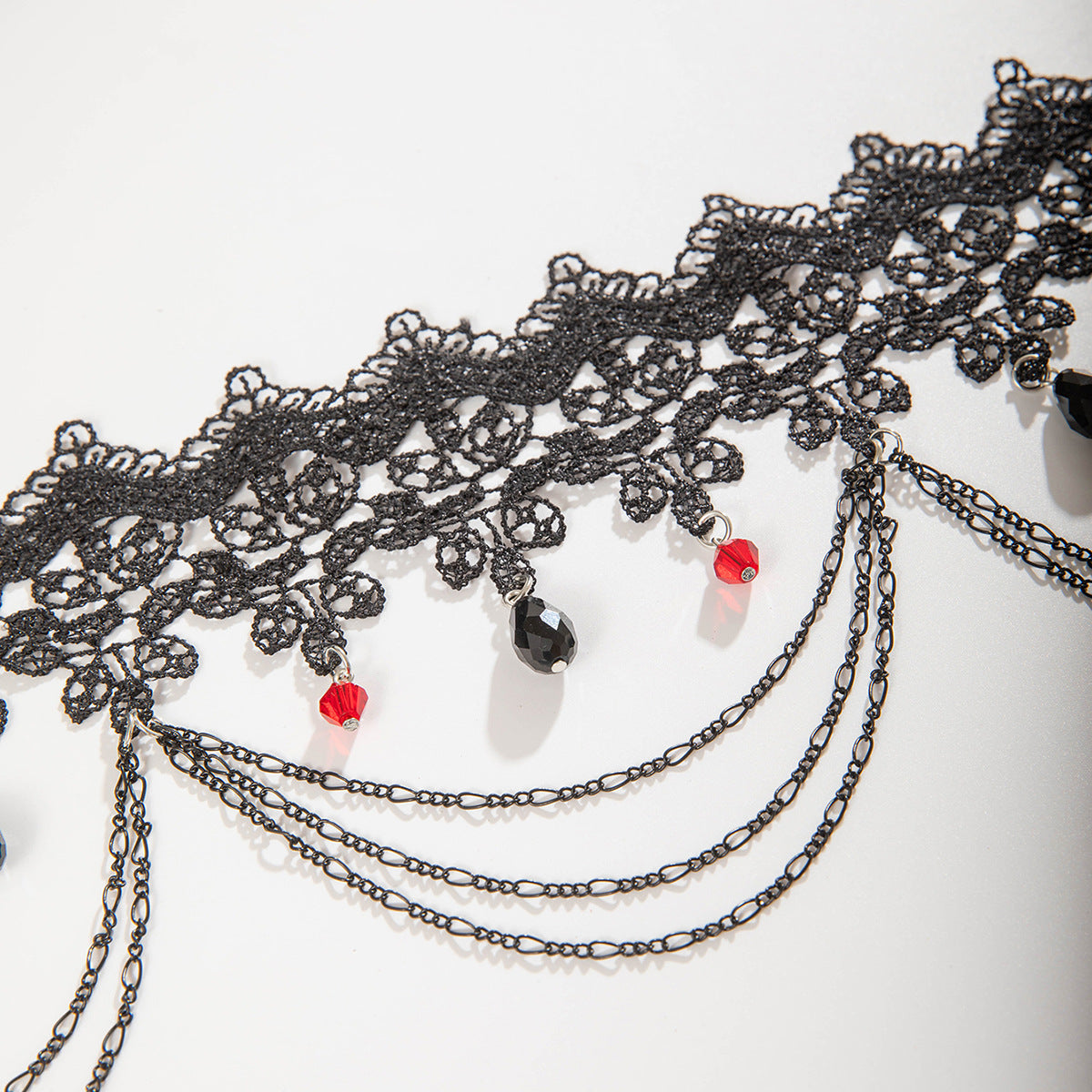 Wholesale Multi-layer Lace Tassel Collar Dark Gothic Black Bead Necklaces