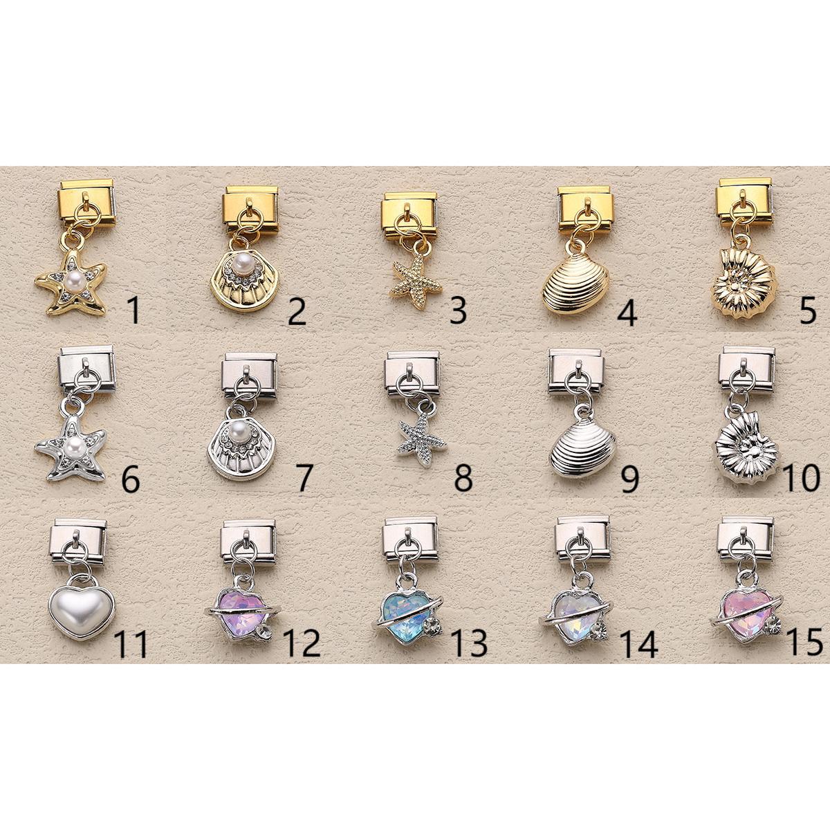 Wholesale 10pcs Italian Charm Bracelet 9mm DIY Splicing Colorful Fruits and Marine Life Series Stainless Steel Composable Bracelet