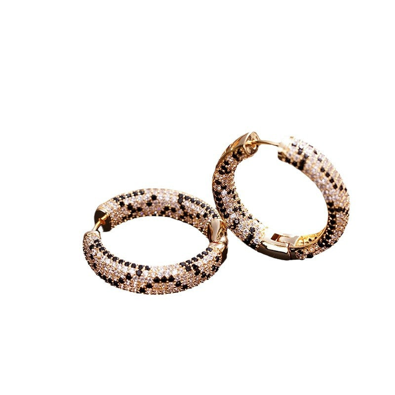 Wholesale  leopard earrings 18K real gold  luxury personalized multi-color zircon earrings