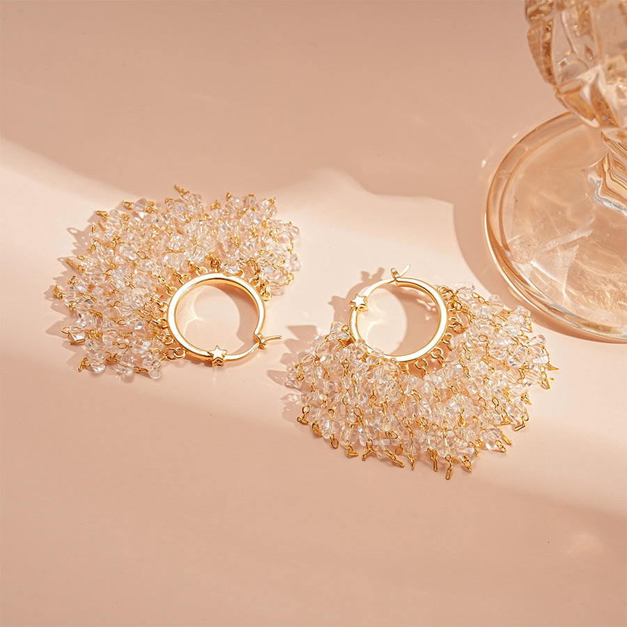 Wholesale Electroplated star crystal geometric earrings