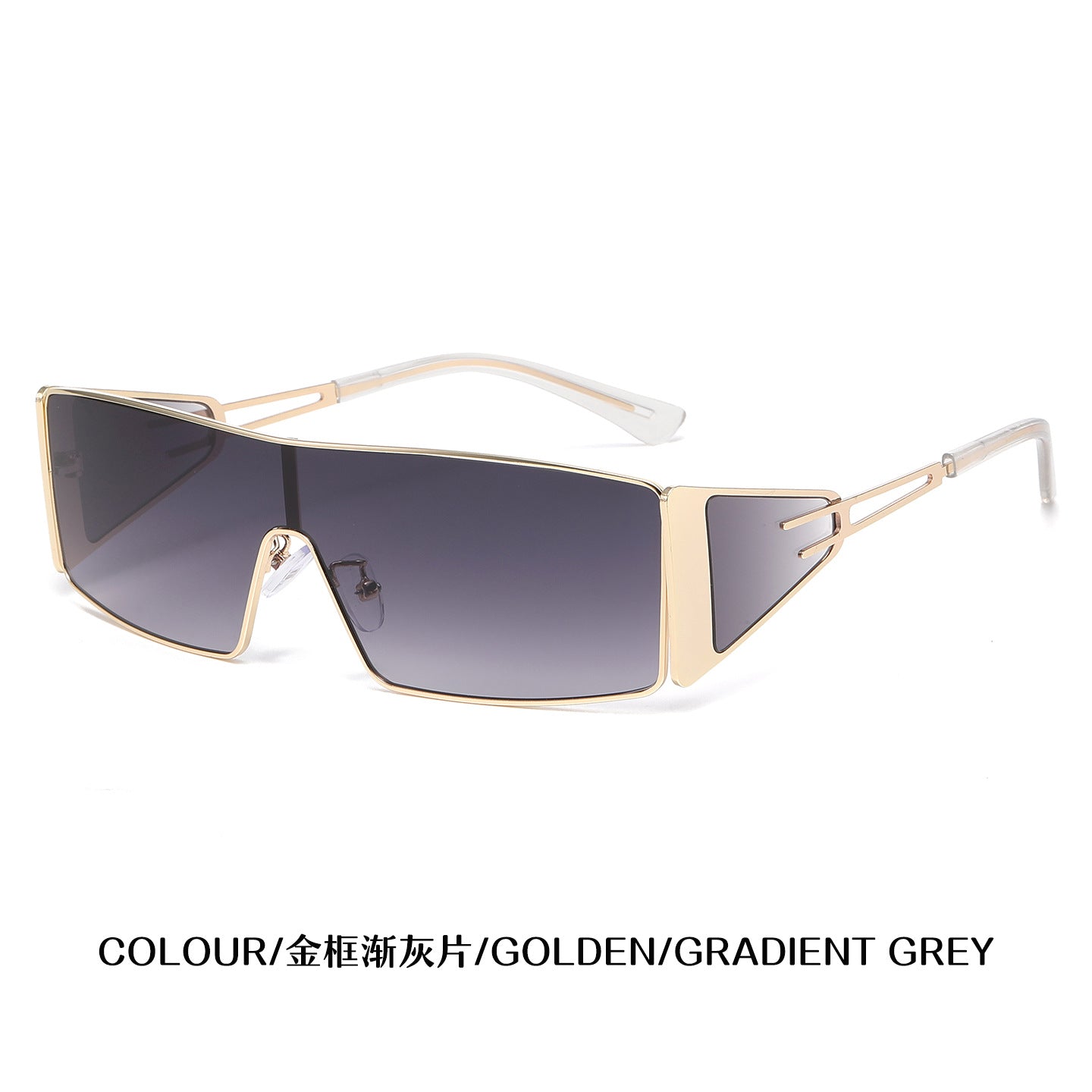 Wholesale Square One-Piece Sunglasses UV400 Black Frame Gray Lens Chic Street Style Women Fashion Accessory