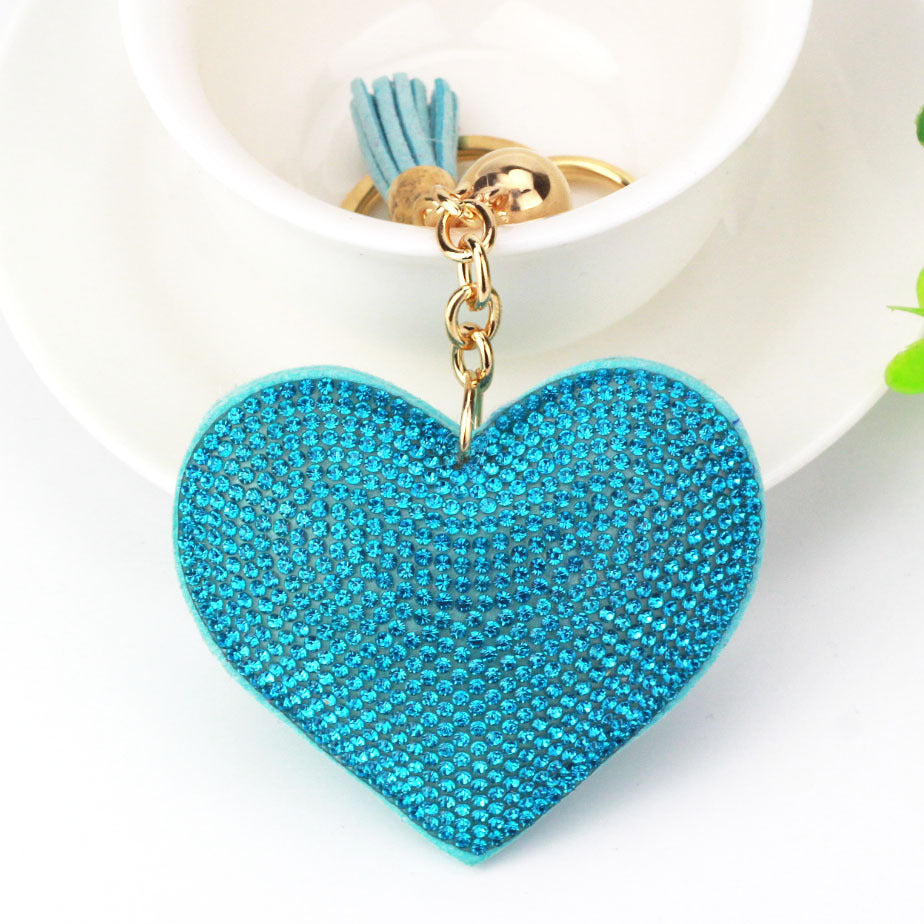 Wholesale 12pcs Heart Shape Hot Diamond Leather Keychain ACC-KC-DC001