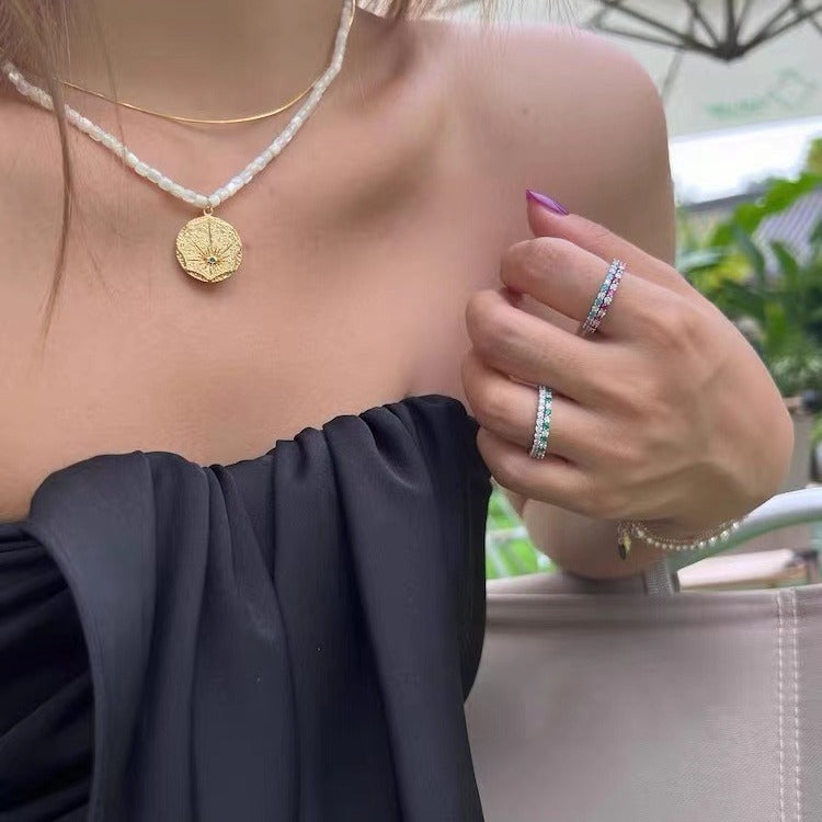 Wholesale S925 Silver Color Ring Simple Thin Row Diamond Rings ACC-RS-LLT006