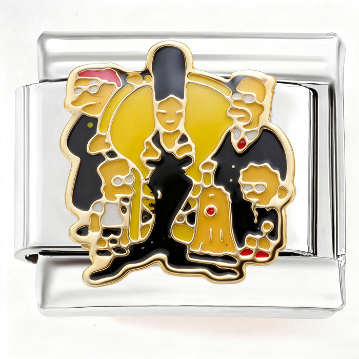 Wholesale Italian charm bracele handmade graffiti art color patchwork stainless steel bracelet