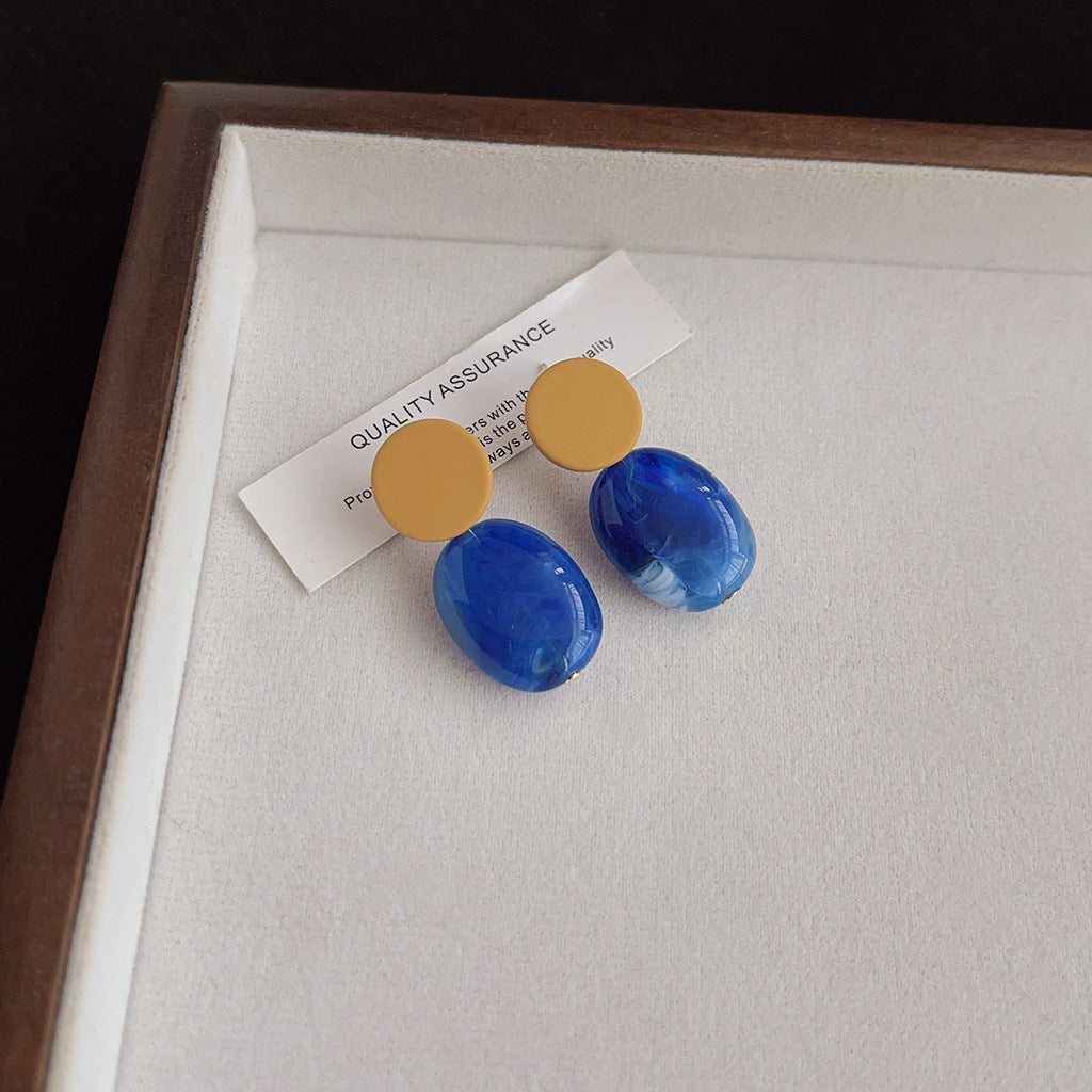 Wholesale Blue oil-drop retro earrings
