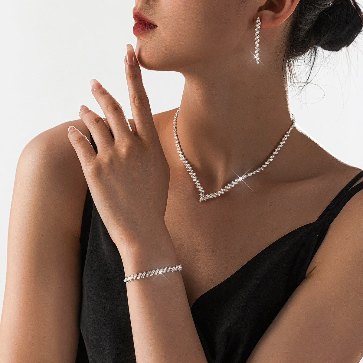 Wholesale four-piece necklace bracelet earrings wedding jewelry suit