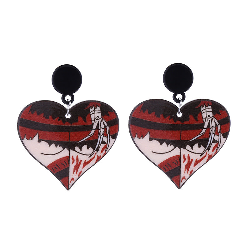 Wholesale Cartoon Love Punk Style Heart Earrings Acrylic Earrings ACC-ES-CT037