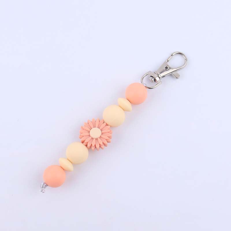 Wholesale Silicone Daisy Beaded Keychain